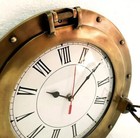 Antique Marine 12  Brass Ship Porthole With Clock Nautical Wall Clock Home Decor