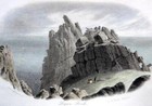 Logan Rock  Cornwall C1840 Genuine Antique Engraving With Hand Colour