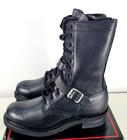 Nib - Vintage Double H Black Leather 10  Side Zip Jump Combat Boots Sz 12d 8051