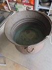 Vintage Hammered Copper Cauldron iron Bailed Handle great Patina info Pics