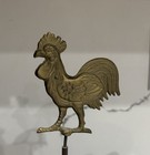 Vtg Brass Rooster Copper Green Marble Base 9 75 In Decorative Weather Vane