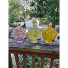 Vintage Sun Face Glass Bottle Set 3pc Amber Purple Frosted Green Y2k Celestial