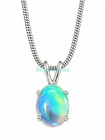 Ethiopian Opal Pendant 925 Sterling Silver Handmade Oval Gemstone Necklace  3623