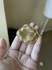 Gold Tone Faux Pearl Pink Cabochon Oval Brooch Pin Vintage Style