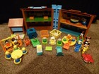Fisher Price Tudor Little People Car Disney 952 Nursery Brown House Vtg Lot 1980