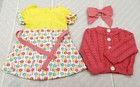 Set 3 Of Dress Sweater Cardiga Bow Fits 18   American Doll Boy Girl Clothes