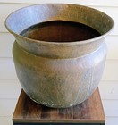 Vintage Huge Hammered Brass Planter Flower Pot - Rustic Aged Patina 15  X 18  