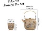 Landscape Tea Set  Ceramics Teapot With Handle  Practical For Home Or Office    