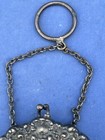 Antique Victorian Small German Silver Ornate Floral Chain Link Mesh Purse