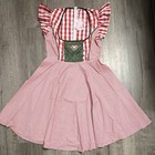 Yesfashion Women s Dirndl Dress Red white Gingham Green Apron M
