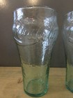 Set Of 2 Vintage Coca Cola Coke 6  Green Pebbled Texture Soda Drink Glass Cup