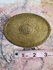 Vintage Glass Vanity Container W  Brass Embossed Lid Trinket Powder Contain