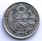 S c  Republic Of Peru - 1 Sol 1874 Lima  Ebc- xf-  Silver 24 8 G 