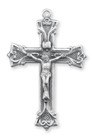 Large 925 Sterling Silver Crucifix Gothic Scroll Rosary Cross Pendant Necklace