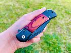 8 75   wood Black Tactical Spring Assisted Open Blade Folding Pocket Knife Hunting