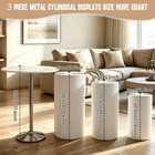 3pcs Round Pedestal Stands For Parties  Large White Metal Round Plinths Desse   