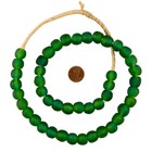 Blue Green Recycled Glass Beads 14mm Ghana African Sea Glass Multicolor Round