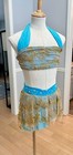 Dance Costume 2pc Turquoise   Gold Lyrical Child M 7 8