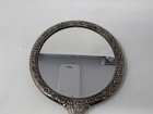 Antique Silverplate Vanity Hand Mirror Rose Pattern Floral Design