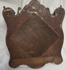 Antique Victorian Oak Framed Wall Mirror W  Hat Hooks  25   21 x 4 