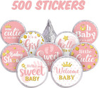 504 Pieces Boy Girl Baby Shower Favors Stickers Mini Kisses Candy Stickers Choc