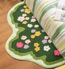 Cute Moss Rug Washable  2   x4    Green Colorful Flowers Runner Rugs For Bathroom 