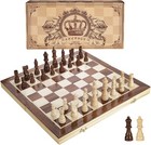Large Handmade Wooden Chess Set Hand Carved Board Pieces Full Vintage Game     