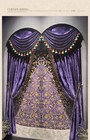 Luxury European Purple Embroidery Jacquard Valance Velvet Curtain Tulle M1764
