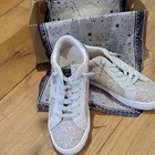 Vintage Havana White silver Glitter Lace-up Low Top Sneakers Cotton Us 9 M