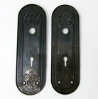 Pair Antique Vintage Victorian Eastlake Ornate Backplates Door Plates Reclaimed