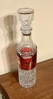 12    Crisscross Ribbed Glass Decanter Bottle W Cranberry Gold Leaf   Exclnt