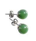 Genuine Nephrite Jade Round Ball Stud Earrings - Multiple Sizes