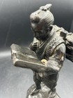 Antique Japanese Metal Figure Of A Man With Bundle Of Sticks  hand Broken  