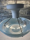 Vintage 3 Hole Art Deco Glass Ceiling Light Fixture Blue Glass Shade