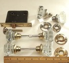 Antique Crystal Door Knobs Victorian Era Lock Set Plates Very Clean And Nice