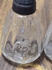 Vintage  Etched Floral Pattern Clear Glass Salt   Pepper Shakers  4 