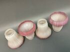 4 Antique Frosted Ribbed  Lamp Shades 2-2 1 4  Fitter W  Cranberry Highlights