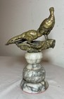 Antique German Rudolf Henn Bronze Alabaster Perched Pheasant Statue Sculpture