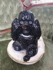 Hollywood Regency Midcentury Fired Plaster Poodle On Pillow  Ridiculously Rare d