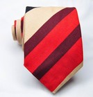 New Classic Stripe Red Burgundy Khaki Black Woven 100  Cotton Men s Tie Necktie