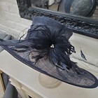 Church Kentucky Derby Hat Carriage Tea Party Wedding Funeral Wide Brim Black Hat