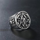 Vintage Masonic Skull Ring Stainless Steel Sun Pattern Freemason Hope Ring Biker