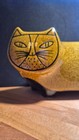 Vintage Baldelli Italy 806 Ceramic Cat Coin Bank Mustard Yellow Mid Century