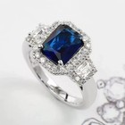 4 80 Ct Natural Blue Sapphire Diamonds Wedding Ring Solid 14k White  Gold 7 8