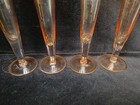 4 Pink Hammered Glass Champagne Flutes Goblets 10 25 h