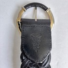 Vintage Talbots Black Braided Leather Belt Wide 2  Silver-tone Buckle Large Xl
