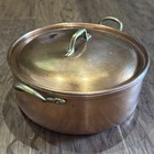 Vintage Tagus 8 25  X 3    Copper Pot W  Brass Handles Made In Portugal Free Ship