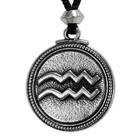 Aquarius Necklace Zodiac Sign Pendant Astrology Horoscope Pewter Jewelry Amulet