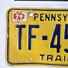 1979 Pennsylvania Trailer License Plate     free         Tf 45184   Vintage Pa Tag