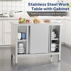 Stainless Steel Prep Table With Cabinet Commercial Work Table 39  X 19  X 31 